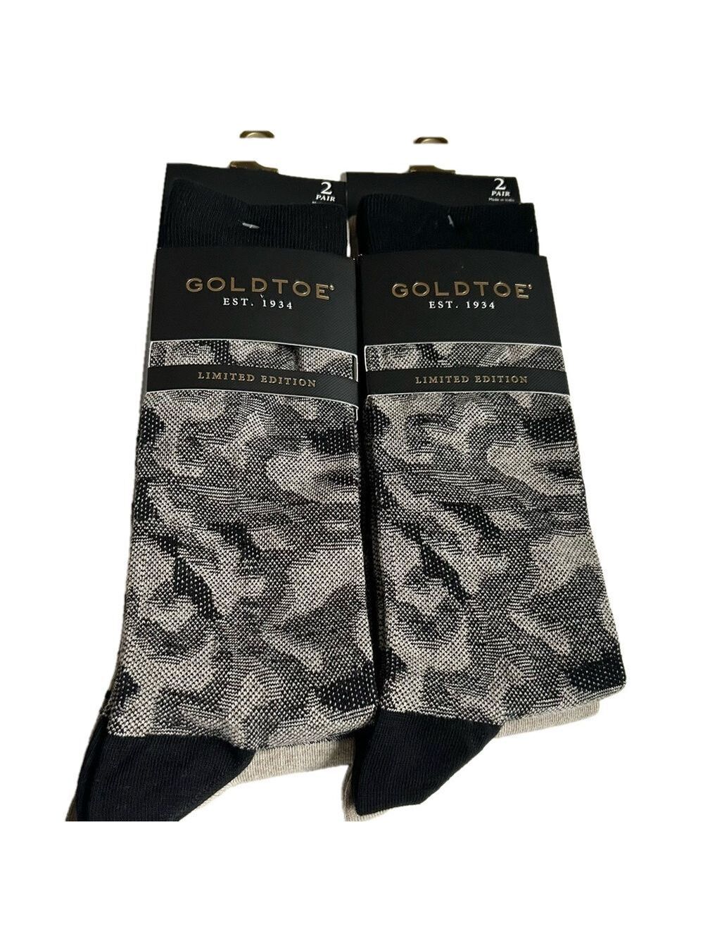 Gold Toe Men’s Dress Cameo Stripes Socks Black Grey Brown Tan 4 Pairs NWT